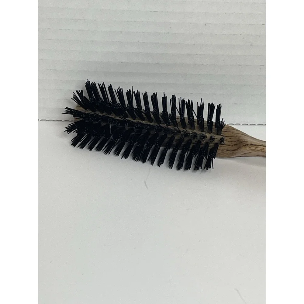 Vintage Goody Faux Wood Grain Hair Brush Nylon Bristles Thumb Grip Handle